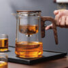 KTea Walnut One Touch Kungfu Tea Maker Borosilicate Glass Teapot with Detachable Infuser for Loose Leaf Tea