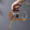KTea Walnut One Touch Kungfu Tea Maker Borosilicate Glass Teapot with Detachable Infuser for Loose Leaf Tea