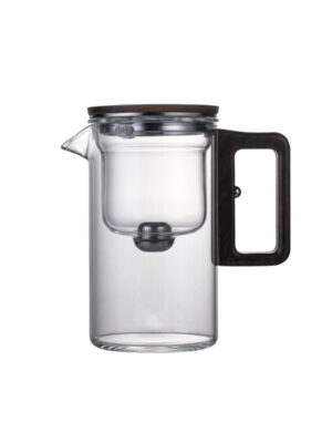 KTea Walnut One Touch Kungfu Tea Maker Borosilicate Glass Teapot with Detachable Infuser for Loose Leaf Tea