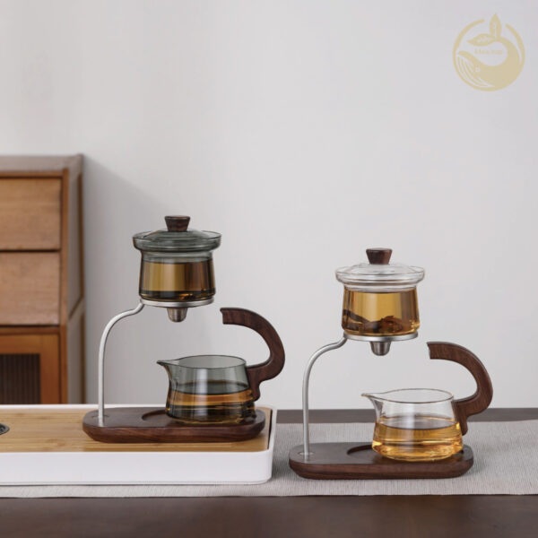 FY350X detial pages (10) KTea Desktop Walnut One Touch Kungfu Tea Maker Borosilicate Glass Teaset with Detachable Infuser for Loose Leaf Tea