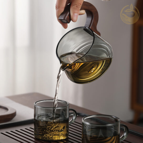 FY350X detial pages (11) KTea Desktop Walnut One Touch Kungfu Tea Maker Borosilicate Glass Teaset with Detachable Infuser for Loose Leaf Tea