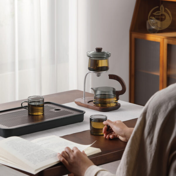 FY350X detial pages (13) KTea Desktop Walnut One Touch Kungfu Tea Maker Borosilicate Glass Teaset with Detachable Infuser for Loose Leaf Tea