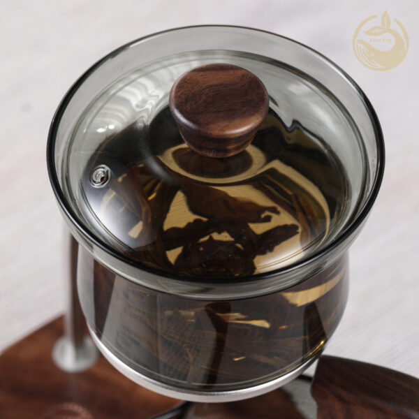 FY350X detial pages (3) KTea Desktop Walnut One Touch Kungfu Tea Maker Borosilicate Glass Teaset with Detachable Infuser for Loose Leaf Tea