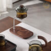KTea Desktop Walnut One Touch Kungfu Tea Maker Borosilicate Glass Teaset with Detachable Infuser for Loose Leaf Tea