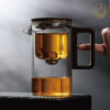 KTea Walnut One Touch Kungfu Tea Maker Borosilicate Glass Teapot with Detachable Infuser for Loose Leaf Tea