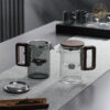 KTea Walnut One Touch Kungfu Tea Maker Borosilicate Glass Teapot with Detachable Infuser for Loose Leaf Tea