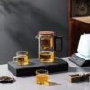 KTea Walnut One Touch Kungfu Tea Maker Borosilicate Glass Teapot with Detachable Infuser for Loose Leaf Tea